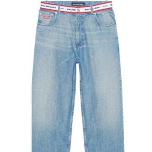 BALENCIAGA JEANS STRAIGHT LEG LOGO WAISTBAND EXCELLENT CONDITION SZ SMALL